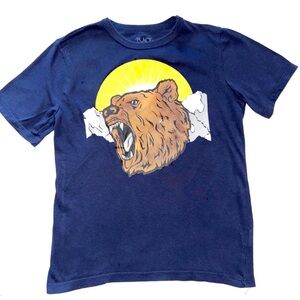 Place Navy Blue T-Shirt with Bear and Sun Graphic